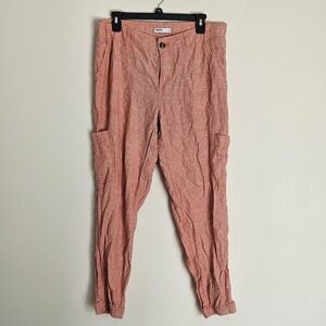 Sonoma Peachy-Orange Linen Blend Lightweight Stretchy Waist Pants: Size 12
